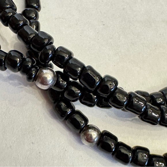 SILPADA Triple 3 Strand Black Glass Beads & Sterling Silver Beads Necklace - Picture 11 of 16